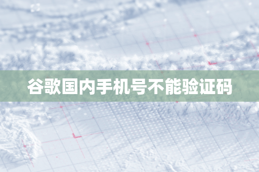 谷歌国内手机号不能验证码