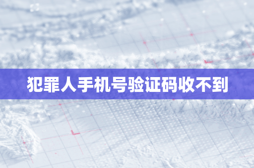 犯罪人手机号验证码收不到