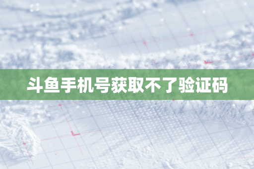 斗鱼手机号获取不了验证码