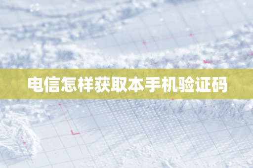 电信怎样获取本手机验证码