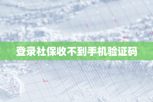 登录社保收不到手机验证码