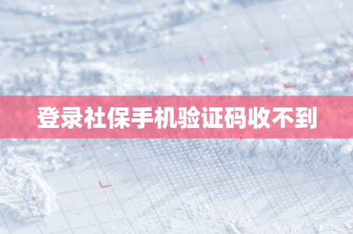 登录社保手机验证码收不到