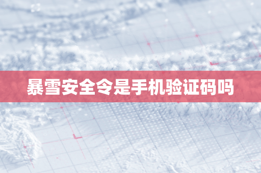 暴雪安全令是手机验证码吗