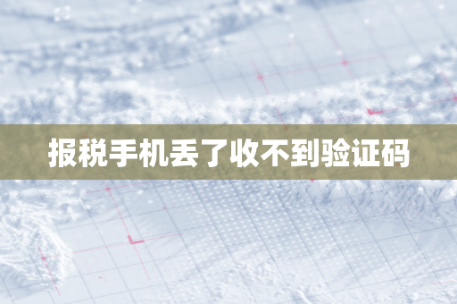 报税手机丢了收不到验证码